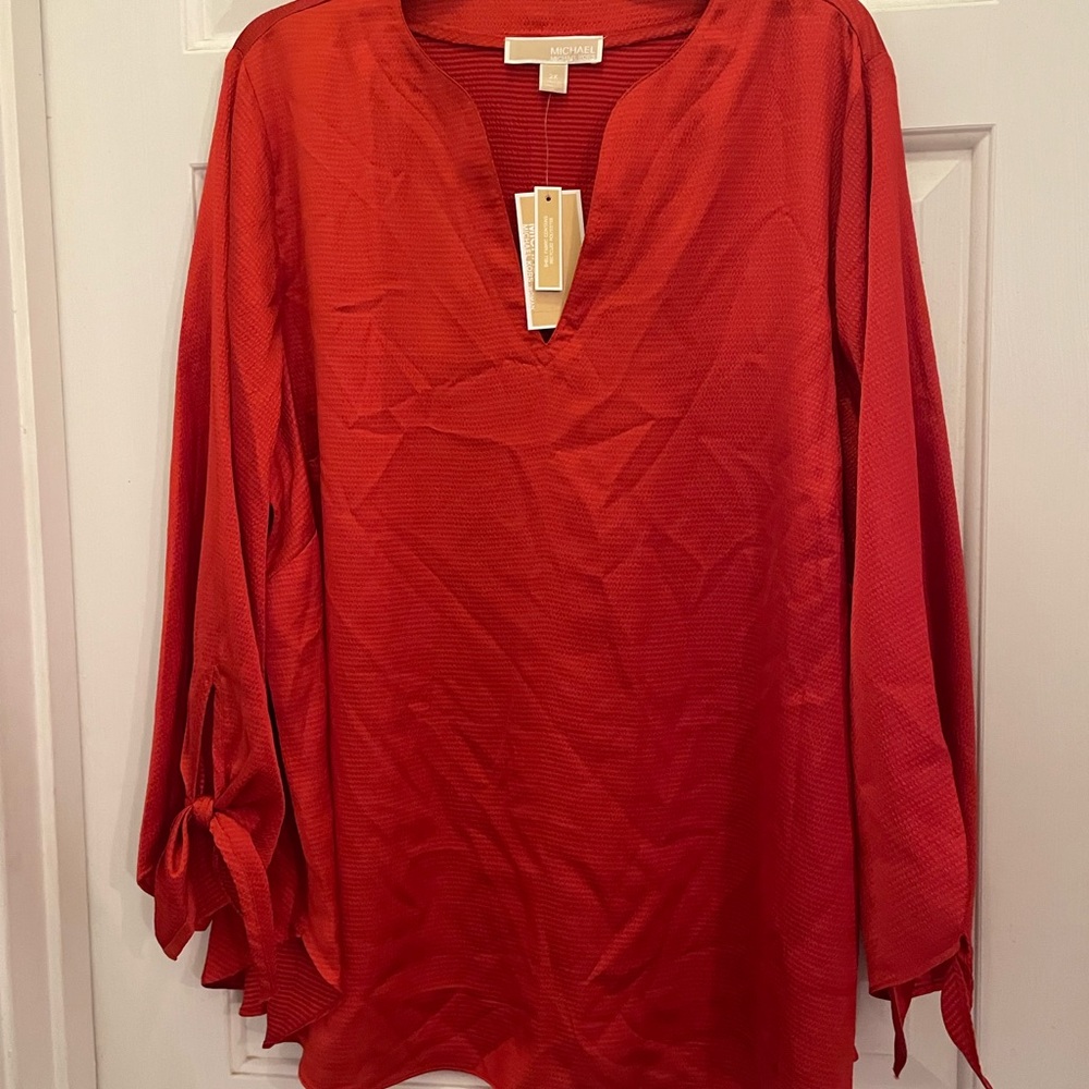 Michael Kors Orange Long Sleeve Tunic with Tie Sleeves